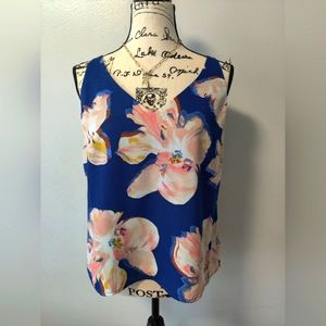 A New Day women's sleeveless blue flower tank top small NWT
